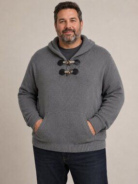 COOFANDY Gray Shawl Collar Toggle Sweater Men's XXL Pullover